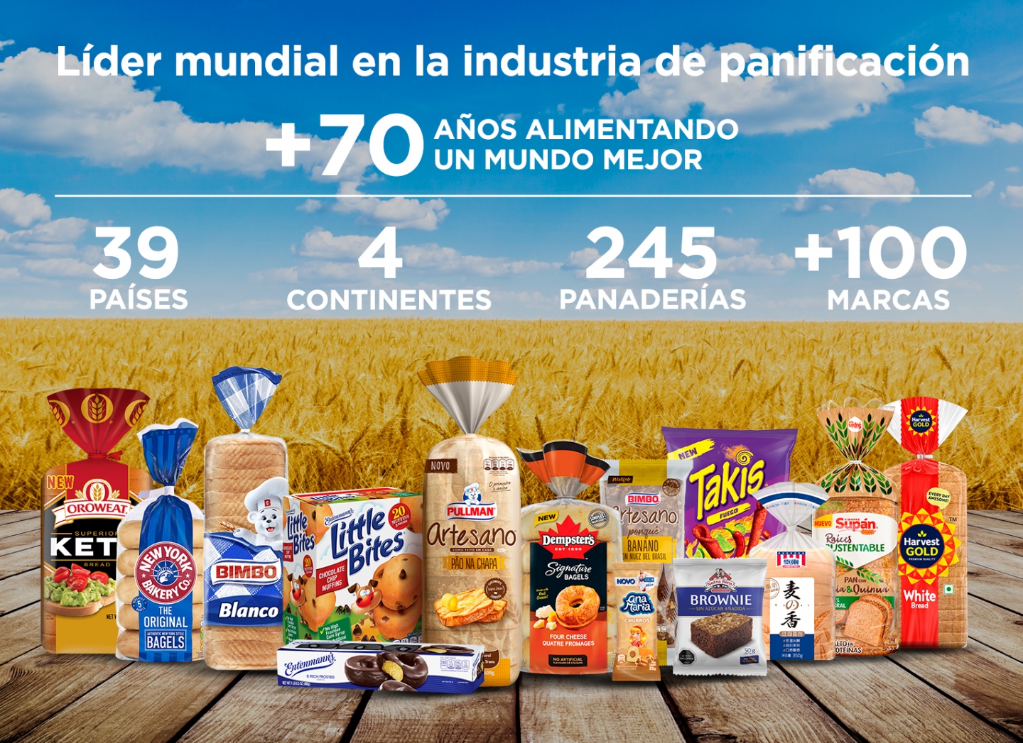 Líder mundial en la industria de panificación con más de 80 años alimentando un mundo mejor en 35 países en 4 continentes con 214 panaderías y más de 100 marcas.