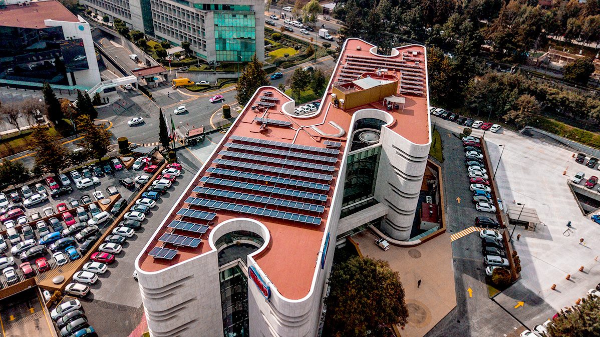 Solar panels on a Bimbo corporate building